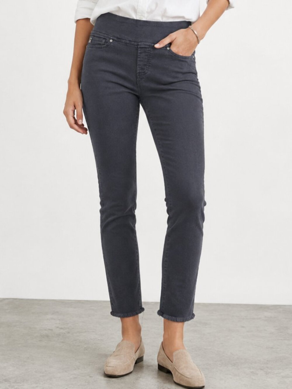 BELLE BY KIM GRAVEL Primabelle Frayed Hem Jeggings/Skinny Jeans Gray Wash 4P